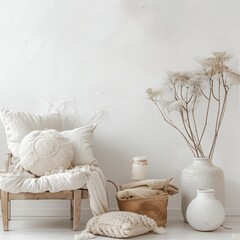 Cozy Modern Home Decor with Neutral Tones and Textured Accessories