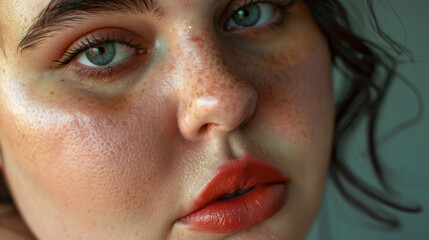 Naklejka premium Portrait of the woman face body positivity 