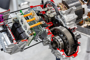 Fototapeta premium Close up of a dismantled electric motor drive.