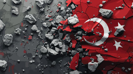 Stone debris with medical plaster and Turkish flag