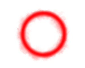 Red magical geometric circle neon portal shrouded in light smoke. Round glowing frame. Futuristic teleporter. Light effect. Bright lights illuminate a night scene. Runway light effect. PNG.
