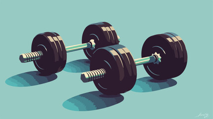Stylish dumbbells on color background Vectot style vector