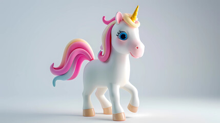 3D Render of a cute unicorn on a white background