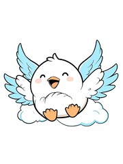 Fototapeta premium A cute blue cartoon bird perched on a branch