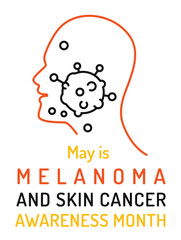 Skin cancer, malignant melanoma vertical poster in outline style