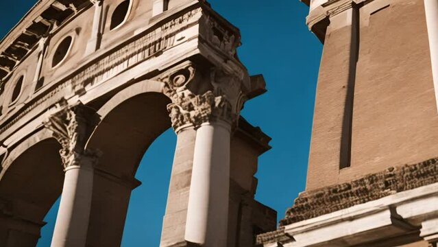 Landscape Scene of Colosseum at the sunset time, holiday and tourist concept ,generative ai 