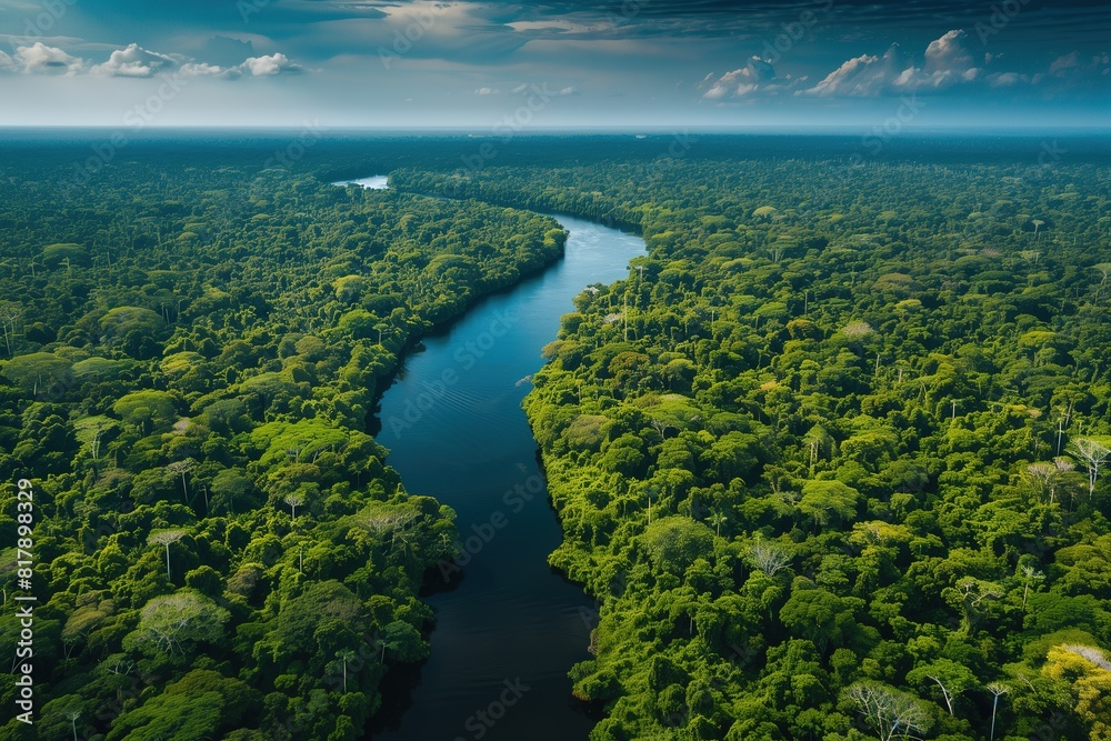 Wall mural aerial view of the rainforest and river - Wall murals