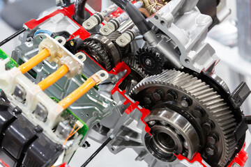 Fototapeta premium Close up of a dismantled electric motor drive.