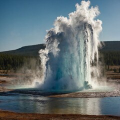 Image of an erupting geyser in a national park. Generative AI.