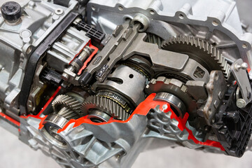 Direct-shift gearbox DSG transmission cutaway.