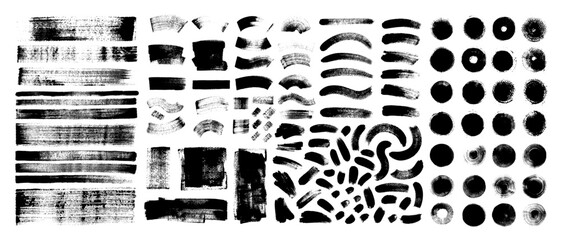 Vector black paint, ink brush stroke, brush, line or texture. Dirty artistic design element, box, frame or background  for text. Halftone texture.