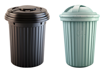 black and grey garbage bin isolated png on transparent background
