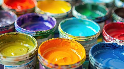 Colorful Paint Jars Still Life Arrangement
