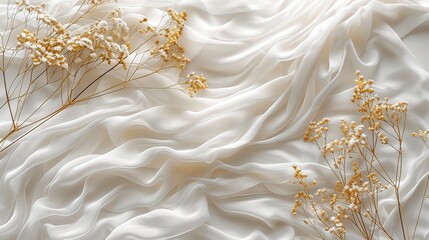 Textured White Fabric with Gold Flecks