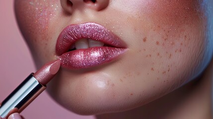 Pink Lip Gloss Application