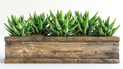 Rustic Succulent Garden on Wooden Planter Box