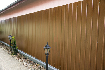 Corrugated Metal Fencing wood imitation