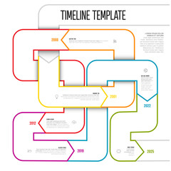 Tangle timeline Infographic template with color arrows on thick color line