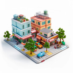 3D Render of a Downtown City Block