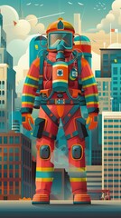 Cyborg firefighters with integrated thermal vision and fire-resistant plating for urban infernos