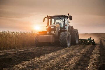 Fototapeta premium tractor working in the field, tractor in the field