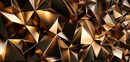 Abstract background of light and reflection within the metallic gold 3D geometric lines