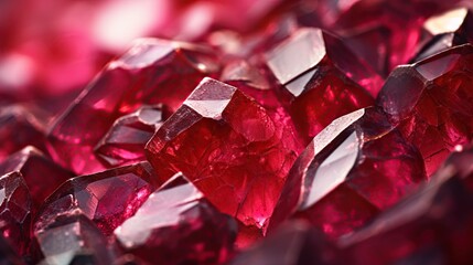 Ruby gemstones. Macro shot. Background of ruby stones. Ai generative
