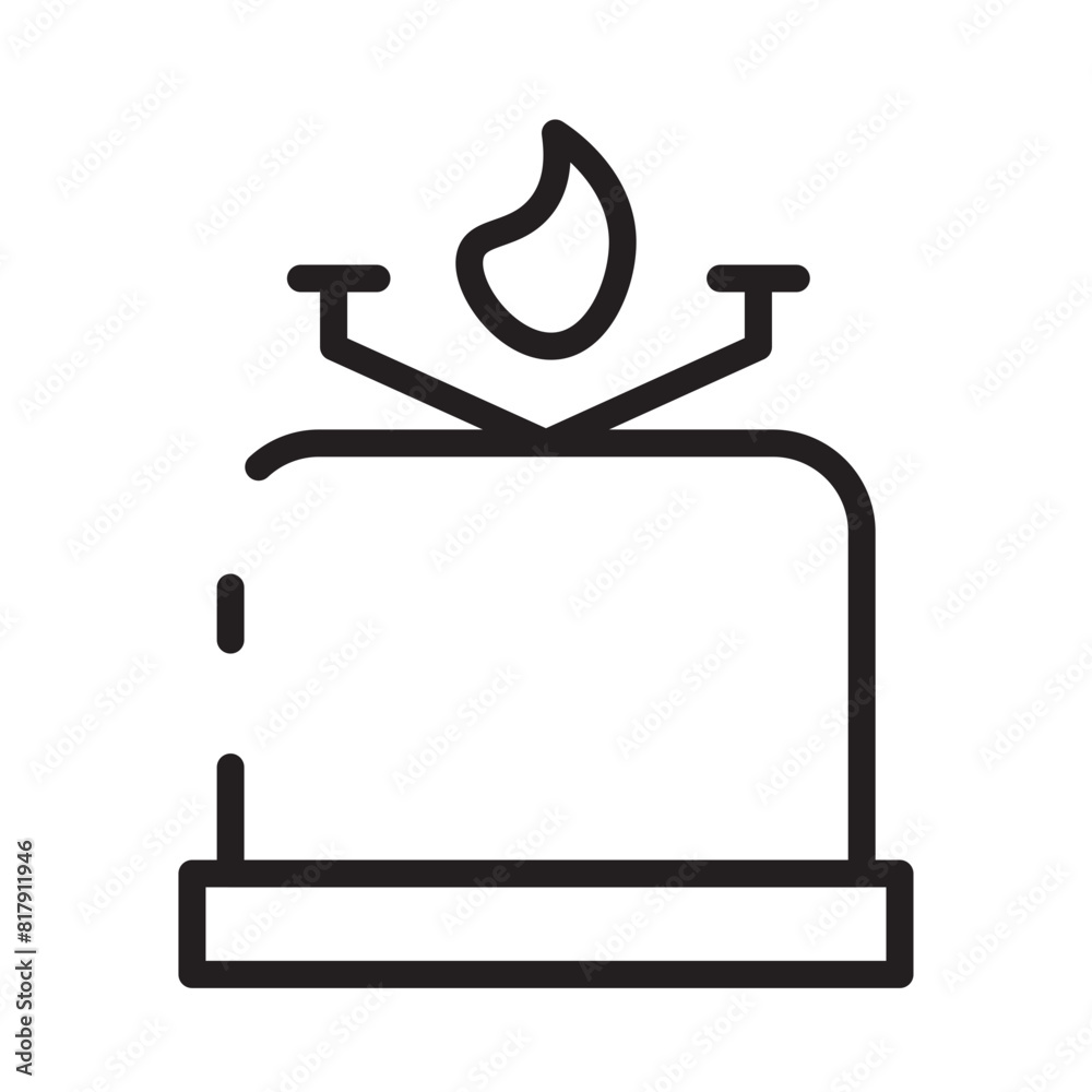 Sticker gas stove cooking line icon