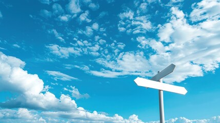 Empty signpost with cirrus clouds backdrop