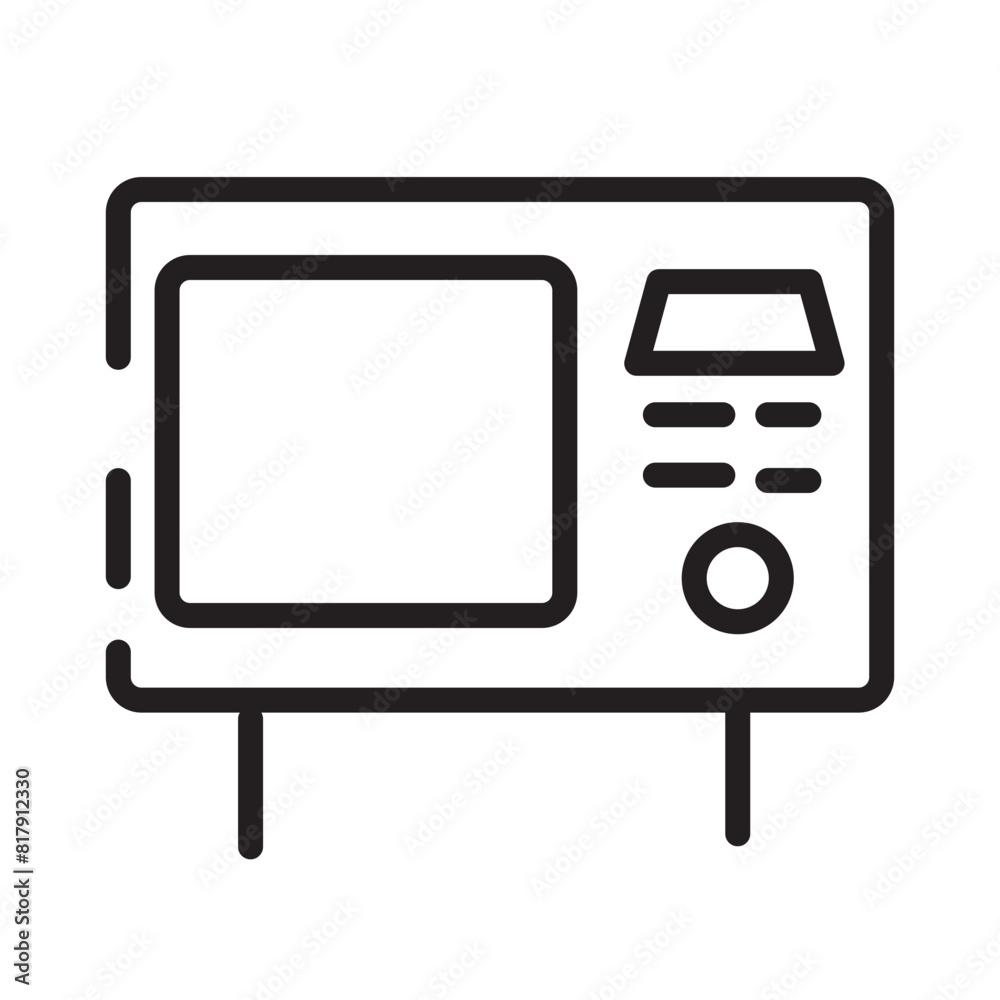 Sticker Kitchen Microwave Oven Line Icon