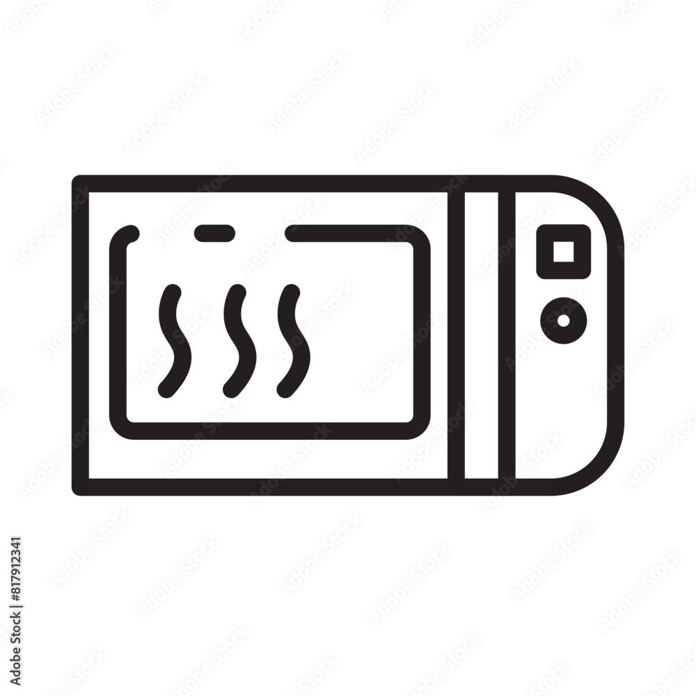 Poster kitchen microwave oven line icon