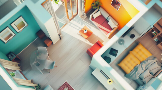 3D Rendered Floorplan Of A Modern Home Interior