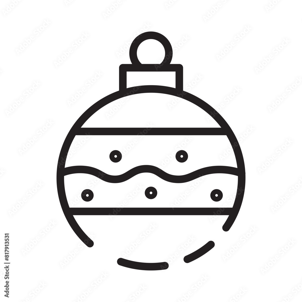 Sticker ball christmas decoration line icon