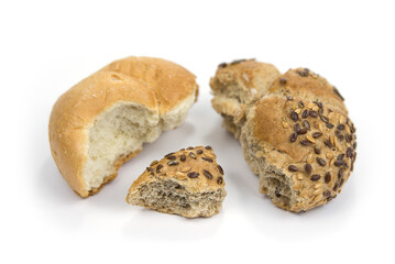 Bakery food waste from household on a white