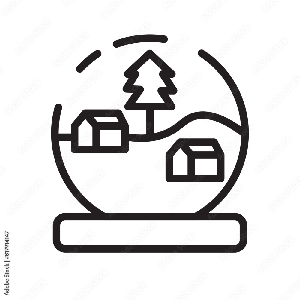 Sticker ball christmas crystal line icon