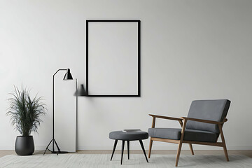 Frame Blank Mock-up minimalist. Minimalist Frame and Lamp