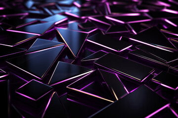 Abstract metallic background with glowing cubes in empty space