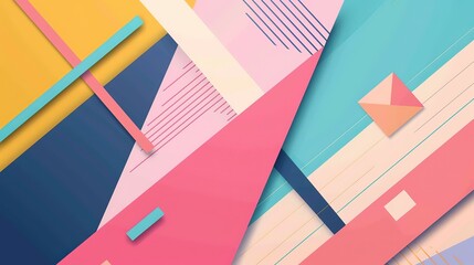 retro vintage abstract background geometric shape spot line, Generative Ai