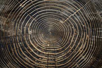 Detailed Close-Up of Tree Growth Rings Highlighting Natural Patterns  
