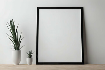 Frame Blank Mock-up minimalist. Frame Mock-up with Desk