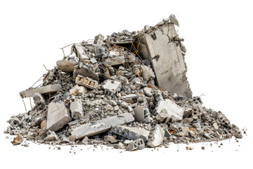 demilished rubble, isolated on white background