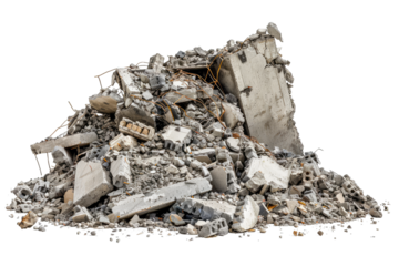 demilished rubble, isolated on white background
