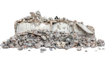 demilished rubble, isolated on white background