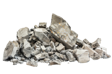 demilished rubble, isolated on white background