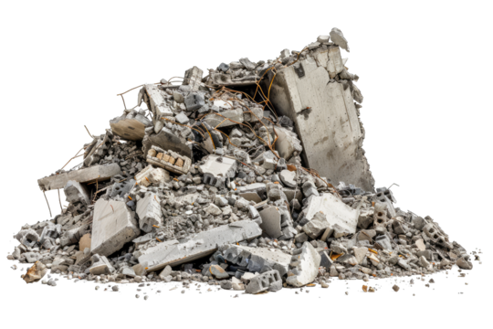 demilished rubble, isolated on white background