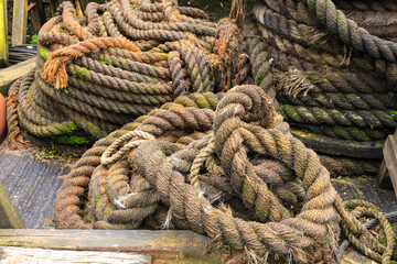 Old ropes in the dockyard in Bristol city