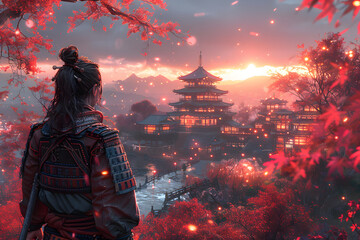A nameless samurai looking down at the emperor's position.