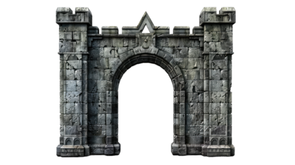 medieval gate, isolate on white background