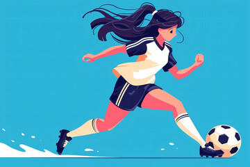 Obraz premium illustration of a woman playing soccer with copy space