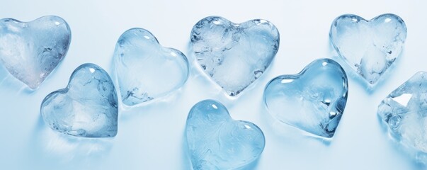 cold frozen ice cubes in form of heart